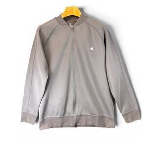 Apple Full Zip Track Jacket Mens XL Grey Raglan Sleeve Employee Swag Preppy Top